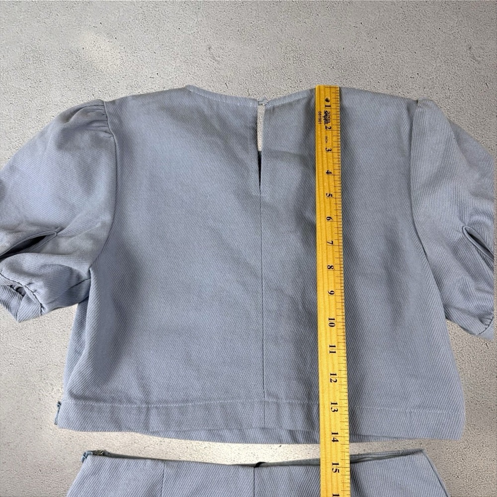 Anthropologie En Saison Bijou Lightweight Denim Blue Skirt And Top Set XS NWT - Picture 9 of 10
